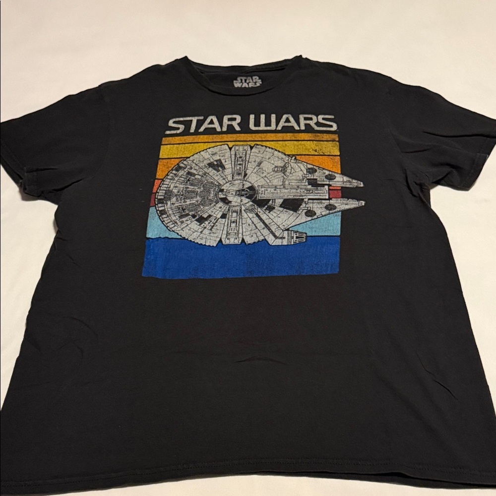 Star Wars Black Tee with Millennium Falcon Graphic